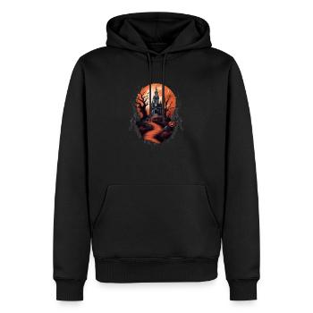 Lune Éclatante sur la Colline Hantée - Sweat à capuche Premium bio Homme - noir - Devant - Nico (187cm)