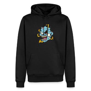 Zombiekopf mit Stromschlag - Männer Premium Bio Hoodie - Schwarz - Vorne - Nico (187cm)