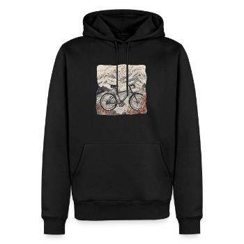 Vélo / Vélo / Vélo / Vélo / Forêt / Montagne - Sweat à capuche Premium bio Homme - noir - Devant - Nico (187cm)