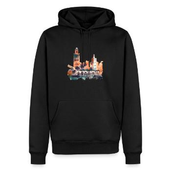 Marrakech a une histoire - Sweat à capuche Premium bio Homme - noir - Devant - Nico (187cm)