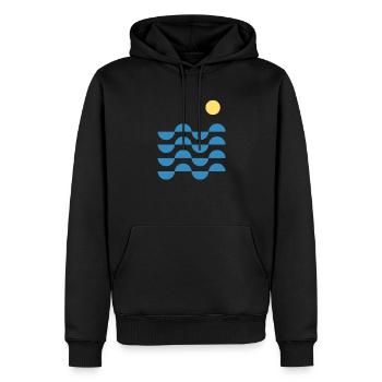 Vague et soleil géométrique - Sweat à capuche Premium bio Homme - noir - Devant - Nico (187cm)