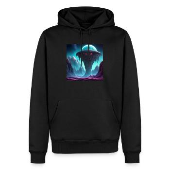 Vaisseau spatial extraterrestre épique sur une planète extraterrestre - Sweat à capuche Premium bio Homme - noir - Devant - Nico (187cm)