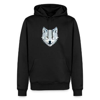 Wolf - Men’s Premium Organic Hoodie - black - Front - Nico (187cm)