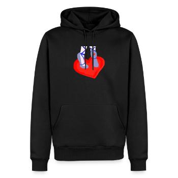 Passage du cœur - Sweat à capuche Premium bio Homme - noir - Devant - Nico (187cm)