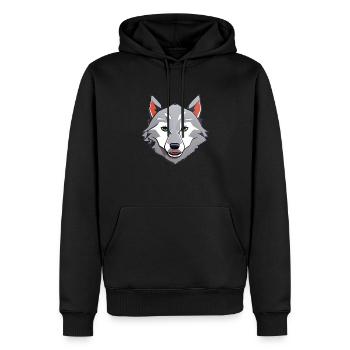 Wolf - Männer Premium Bio Hoodie - Schwarz - Vorne - Nico (187cm)