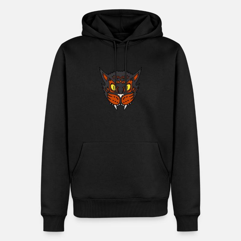 scared cat - Männer Premium Bio Hoodie - Schwarz