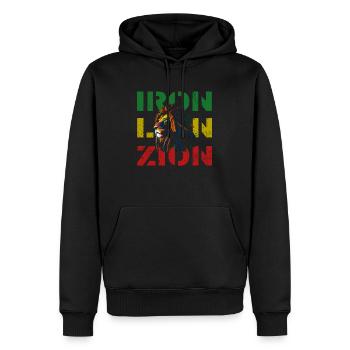 iron lion zion - Sweat à capuche Premium bio Homme - noir - Devant - Nico (187cm)