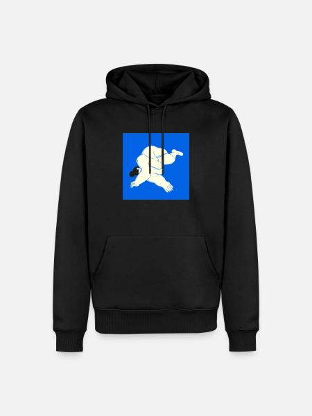 Woman body on blue - Men’s Premium Organic Hoodie - black