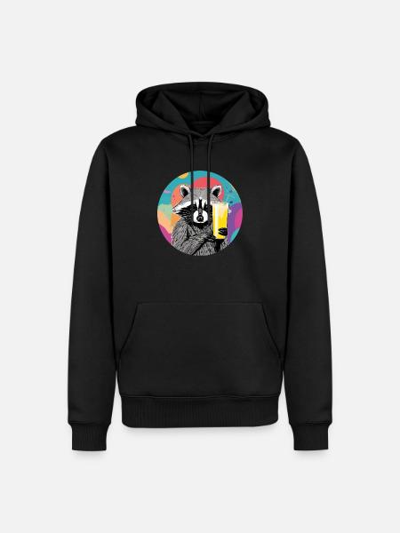 Süßer Waschbär mit Bananenmilch - Männer Premium Bio Hoodie - Schwarz