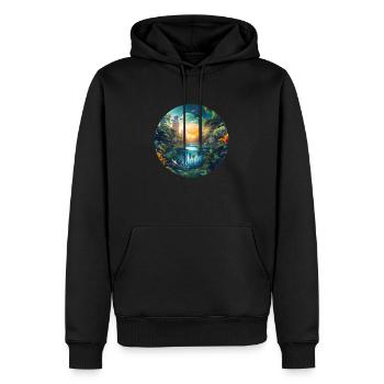 Ein Sonnenuntergang in der Grossstadt im Amazonas - Männer Premium Bio Hoodie - Schwarz - Vorne - Nico (187cm)