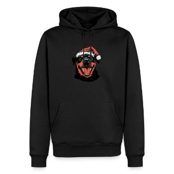 Rottweiler mit Weihnachtsmannmütze - Männer Premium Bio Hoodie - Schwarz - Vorne - Nico (187cm)
