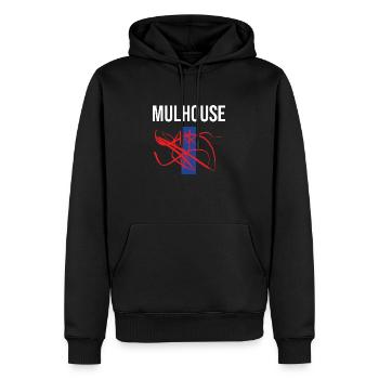 Tablier de cuisine Mulhouse - Sweat à capuche Premium bio Homme - noir - Devant - Nico (187cm)