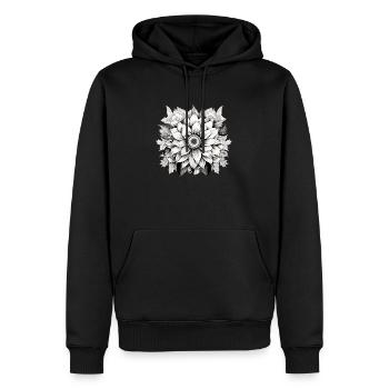 Sonnenblume im Mandala Stil - Männer Premium Bio Hoodie - Schwarz - Vorne - Nico (187cm)