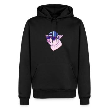 Cochon cool - Sweat à capuche Premium bio Homme - noir - Devant - Nico (187cm)