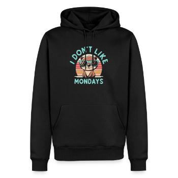 Cadeau Drôle 'I Don't Like Monday', Marmotte - Sweat à capuche Premium bio Homme - noir - Devant - Nico (187cm)