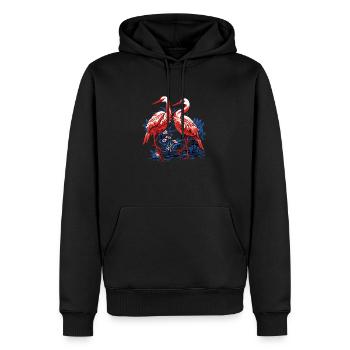 Zwei elegante japanische Kraniche - Männer Premium Bio Hoodie - Schwarz - Vorne - Nico (187cm)