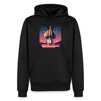 Alien de l’ail dans l’espace basé sur l’énergie végétale - Sweat à capuche Premium bio Homme - noir - Devant - Nico (187cm)
