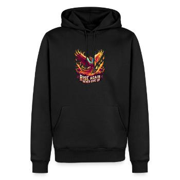 Never give up: Phoenix from the ashes - Men’s Premium Organic Hoodie - black - Front - Nico (187cm)