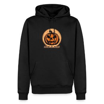 Trick or Treat / Halloween / Citrouille / Octobre - Sweat à capuche Premium bio Homme - noir - Devant - Nico (187cm)