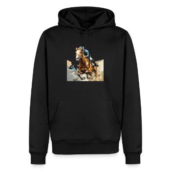 Courses hippiques : sport, divertissement et tradition - Sweat à capuche Premium bio Homme - noir - Devant - Nico (187cm)