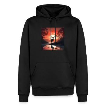 Hirsch im Wald - Männer Premium Bio Hoodie - Schwarz - Vorne - Nico (187cm)