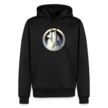 Stilvoll im Jugendstil: Unser Schäferhund-Portrait - Männer Premium Bio Hoodie - Schwarz - Vorne - Nico (187cm)