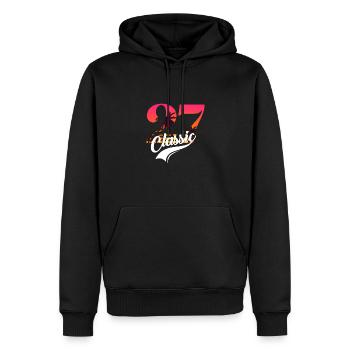 Vintage 1927-27e anniversaire - Sweat à capuche Premium bio Homme - noir - Devant - Nico (187cm)