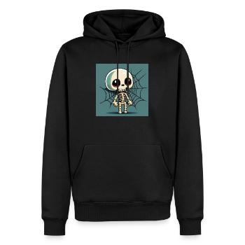 Frohes Halloween niedliches Skelett beängstigend lustig gruselig - Männer Premium Bio Hoodie - Schwarz - Vorne - Nico (187cm)