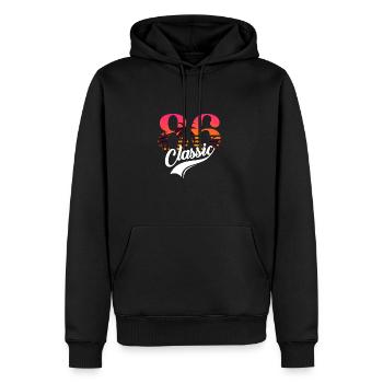 Vintage 1986-86e anniversaire - Sweat à capuche Premium bio Homme - noir - Devant - Nico (187cm)