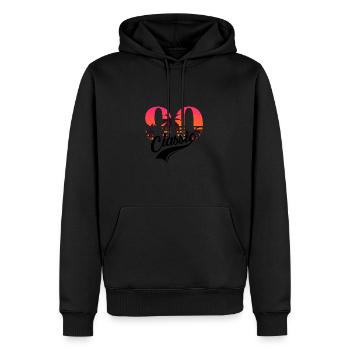 Vintage 1990-90e anniversaire - Sweat à capuche Premium bio Homme - noir - Devant - Nico (187cm)