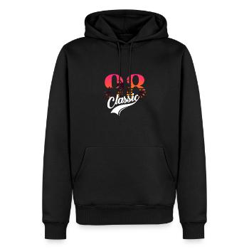 Vintage 1998-98e anniversaire - Sweat à capuche Premium bio Homme - noir - Devant - Nico (187cm)