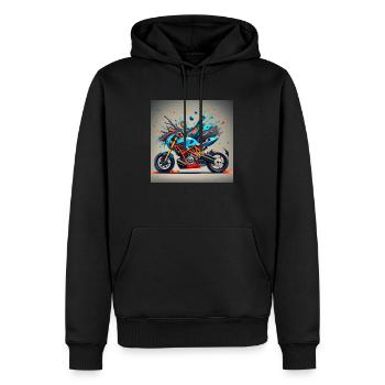 Moto colorée - Sweat à capuche Premium bio Homme - noir - Devant - Nico (187cm)