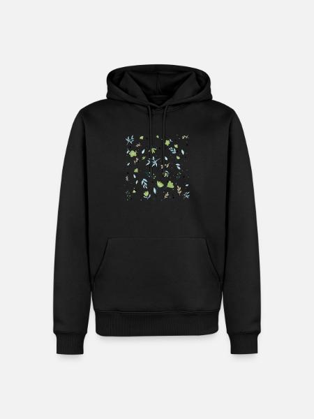 Blue floral transparent background - Men’s Premium Organic Hoodie - black