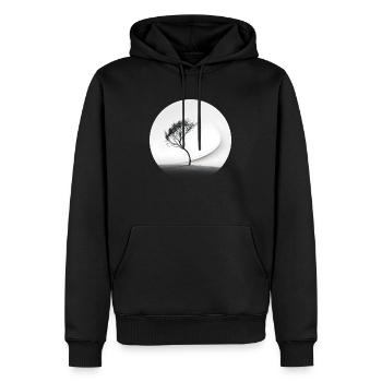 Ein schwarz weis Bild eines Baums - Männer Premium Bio Hoodie - Schwarz - Vorne - Nico (187cm)