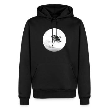 Ein Bäumchen im Sturm - Männer Premium Bio Hoodie - Schwarz - Vorne - Nico (187cm)