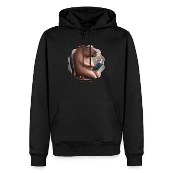 Capybara Kaffeepause - Männer Premium Bio Hoodie - Schwarz - Vorne - Nico (187cm)