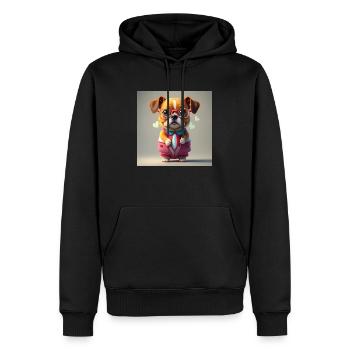 Hunderote Brille - Männer Premium Bio Hoodie - Schwarz - Vorne - Nico (187cm)