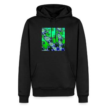 Kati Bleu Vert - Sweat à capuche Premium bio Homme - noir - Devant - Nico (187cm)