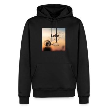 Lebe Liebe Fühle - Männer Premium Bio Hoodie - Schwarz - Vorne - Nico (187cm)