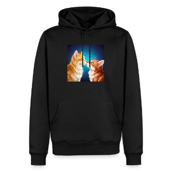 Les amoureux des chats offrent des cadeaux avec des chats qui s’embrassent - Sweat à capuche Premium bio Homme - noir - Devant - Nico (187cm)