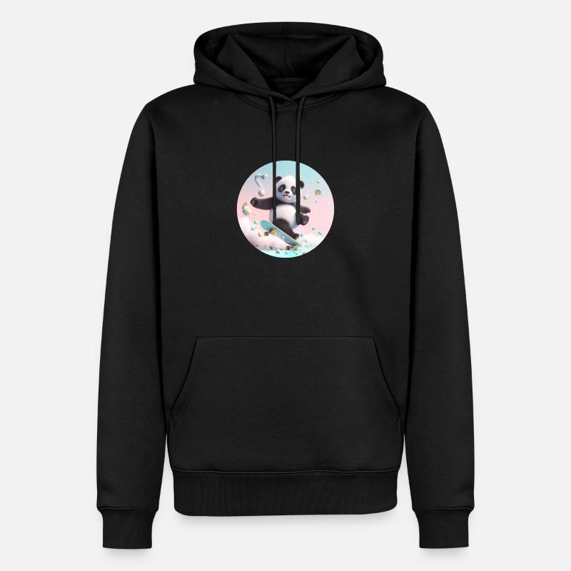 Bébé Panda à Skateboard - Sweat à capuche Premium bio Homme - noir