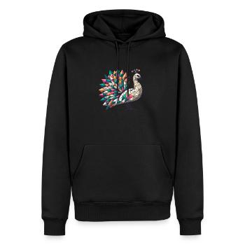 Pfau //peacock - Männer Premium Bio Hoodie - Schwarz - Vorne - Nico (187cm)