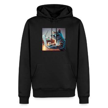 chat drôle d’ordinateur portable de frappe - Sweat à capuche Premium bio Homme - noir - Devant - Nico (187cm)