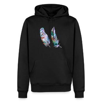 Feder - Männer Premium Bio Hoodie - Schwarz - Vorne - Nico (187cm)