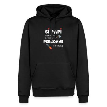 Si papi ne peut pas le réparer personne ne peut - Sweat à capuche Premium bio Homme - noir - Devant - Nico (187cm)