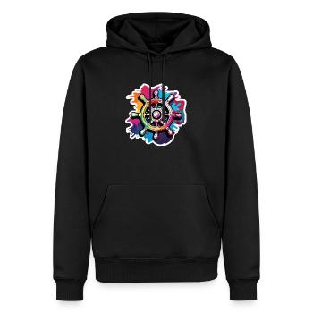 Buntes Steuerrad / Anker / Ahoi / Schiff / Boot - Männer Premium Bio Hoodie - Schwarz - Vorne - Nico (187cm)