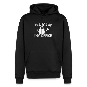 Je serai dans mon bureau - Sweat à capuche Premium bio Homme - noir - Devant - Nico (187cm)