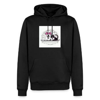 chat et chien - Sweat à capuche Premium bio Homme - noir - Devant - Nico (187cm)