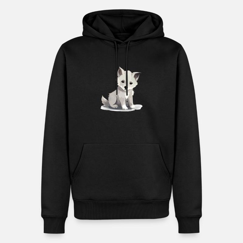 Aki le bébé loup - Sweat à capuche Premium bio Homme - noir