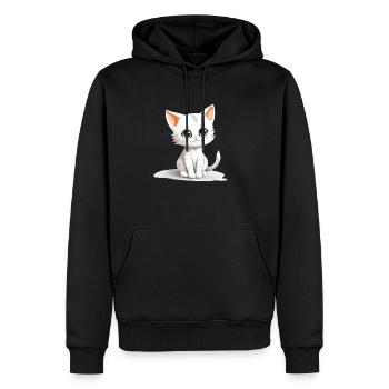 Bimo die kleine Katze - Männer Premium Bio Hoodie - Schwarz - Vorne - Nico (187cm)